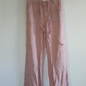 NWT Women's Pink linen style Cargo Pants